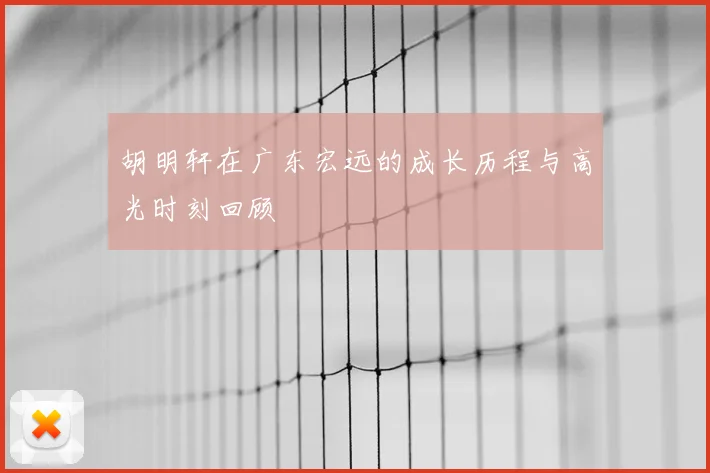 胡明轩在广东宏远的成长历程与高光时刻回顾